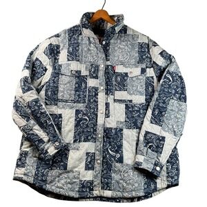 Levis Paisley  Large Patchwork Quilted Jacket Womens Blue Excellent